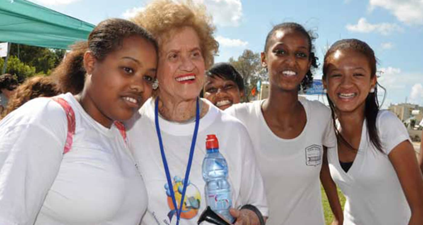 Betty Schoenbaum and students