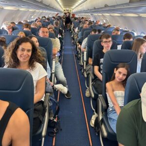 The Israeli students on the plane home